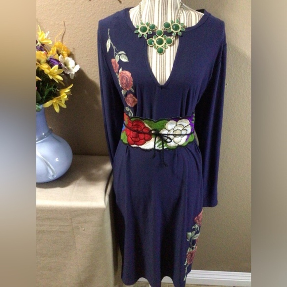 DEREK & HEART PLUS BLUE NAVY LOOSE DRESS